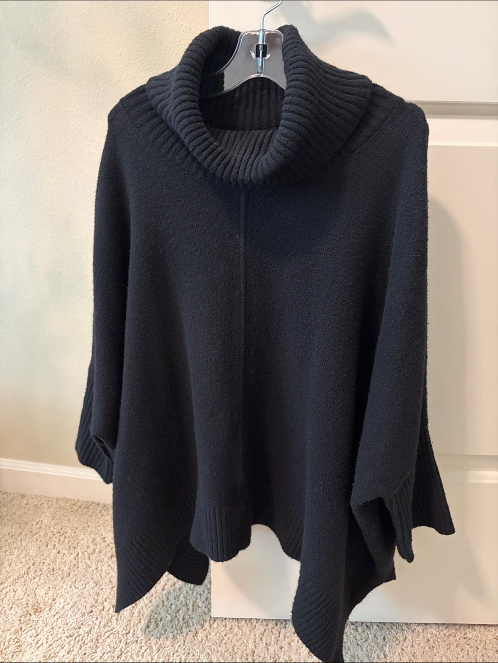 LOFT Black Turtleneck Poncho Sweater